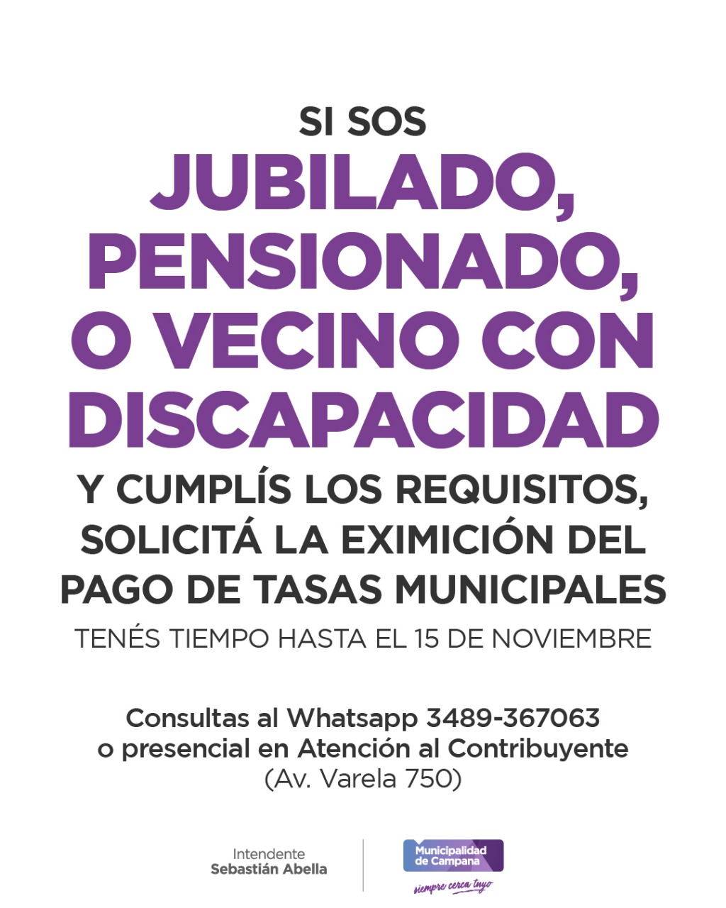 Eximición de Tasas: Campana recuerda a vecinos cumplir requisitos para solicitar el beneficio